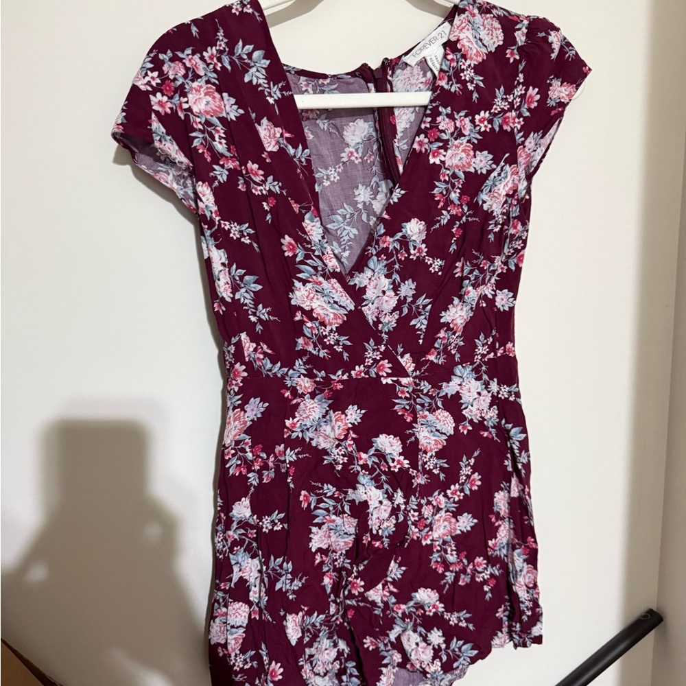 Forever 21 Floral Burgundy Romper